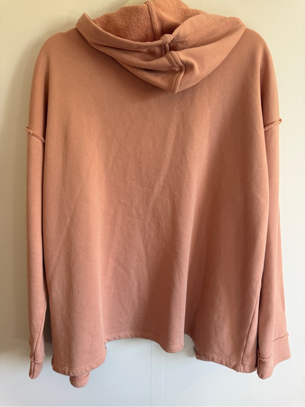 Eileen Fisher Hooded Open Front Cardigan | Dusty Rose peach  | Small cotton - Picture 5 of 8